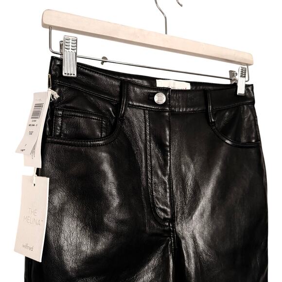 NWT Aritzia Wilfred The Melina Faux Leather Pants Vegan Black Size 2 - Picture 5 of 8
